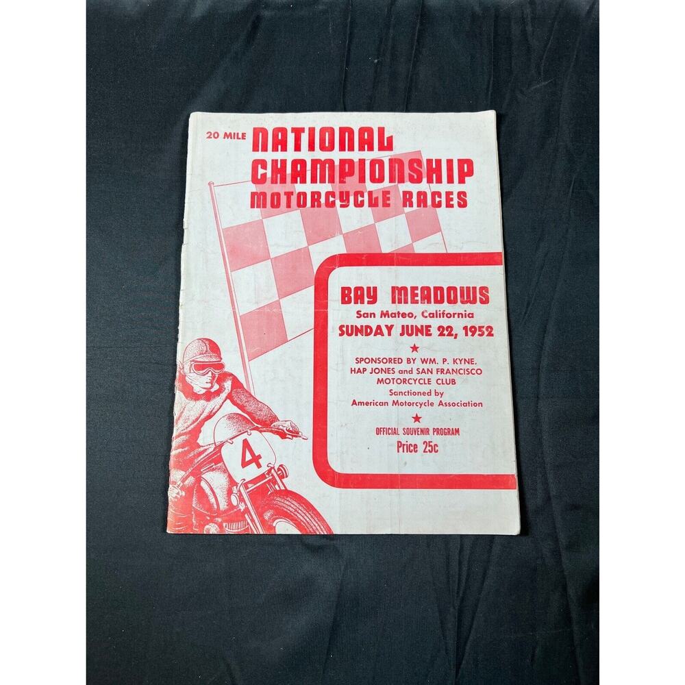 NATIONAL CHAMPIONSHIP MOTORCYCLE RACES SAN MATEO CALIFORNIA 1952 VINTAGE BOOK